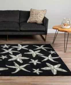 By Addison Cove Rug 5 Ft. 8 X 6 In. Area 3 Ft. Starfish Black -RugHub Shop black addison rugs area rugs hdcv8bk4x6 31 1000