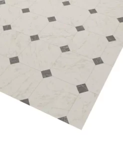 Trafficmaster Paver Flooring Vinyl X 12Ft. Wide Cut To Length Marble Residential Sheet Black White -RugHub Shop black and white marble trafficmaster vinyl sheet flooring c1100405k509g14 4f 1000