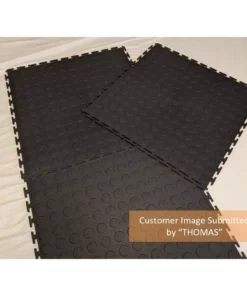 By Trafficmaster Tiles, Coin Rubber 6-Pack 18 In. (13.5 Sq. Ft.) X 3.1 Mm Interlocking Raised Modular Flooring Black -RugHub Shop black trafficmaster gym floor tiles 11n 532 18x18hd d4 1000