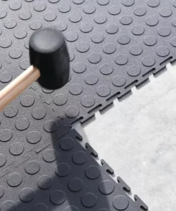 By Trafficmaster Tiles, Coin Rubber 6-Pack 18 In. (13.5 Sq. Ft.) X 3.1 Mm Interlocking Raised Modular Flooring Black -RugHub Shop black trafficmaster gym floor tiles 11n 532 18x18hd fa 1000