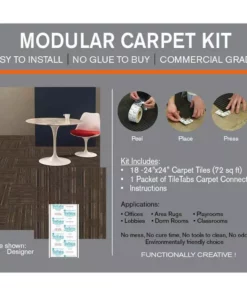 By Trafficmaster Carpet Tile 24 72 Sq. Ft. X 24 In. (18 Tiles/Case) Commercial Designer Peel And Stick Brown -RugHub Shop brown tan trafficmaster carpet tile pdm12 4000k 4f 1000