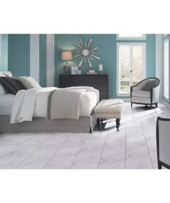 Trafficmaster By Carrara Tile Case) Marble Vinyl 12 In. (20 Sq. Ft. X 24 In. / Peel And Stick -RugHub Shop carrara marble trafficmaster vinyl tile ss1212 44 1000