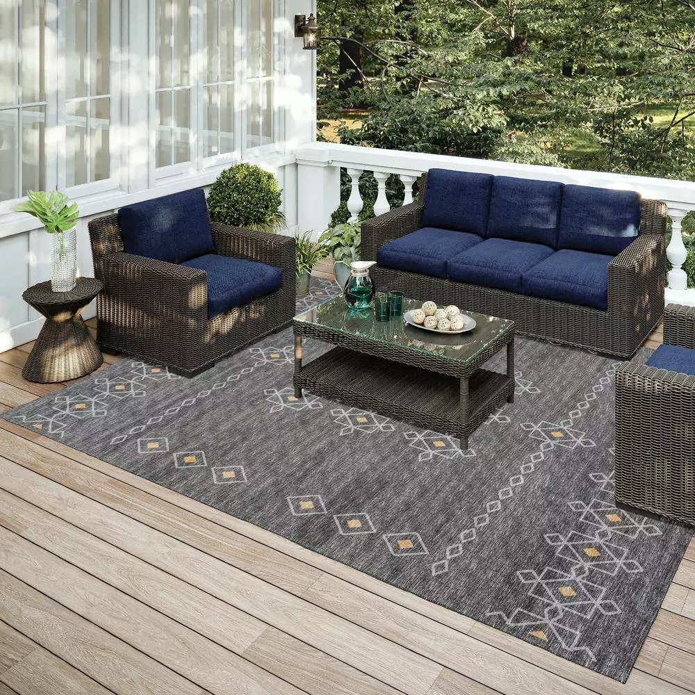 By Addison Rug Modena Rug Charcoal 9 Ft. 12 Ft. X Area Southwest 7 By Addison Rug Modena Rug Charcoal 9 Ft. 12 Ft. X Area Southwest - Image 5