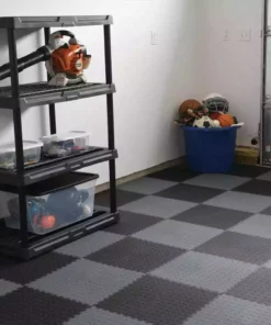 By Trafficmaster Tiles, Coin Rubber 6-Pack 18 In. (13.5 Sq. Ft.) X 3.1 Mm Interlocking Raised Modular Flooring Gray -RugHub Shop gray raised coin trafficmaster gym floor tiles 11grn 532 18x18 31 1000