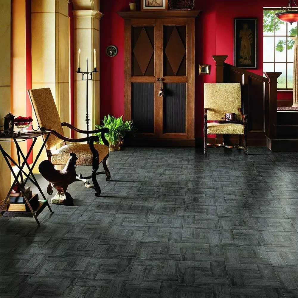 Trafficmaster Tile Parquet Case) Wood Vinyl (30 Sq. Ft. / 12 In. X Peel And Stick Residential Grey 4 Trafficmaster Tile Parquet Case) Wood Vinyl (30 Sq. Ft. / 12 In. X Peel And Stick Residential Grey - Image 2