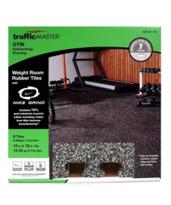 Trafficmaster Tile Colors Will Vary Rubber (6-Pack) 18 In. X (14.32 Sq. Ft.) Flooring Nike Grind Gym/Exercise 21 Trafficmaster Tile Colors Will Vary Rubber (6-Pack) 18 In. X (14.32 Sq. Ft.) Flooring Nike Grind Gym/Exercise -RugHub Shop multi colored specs light gray base trafficmaster gym floor tiles 58807 31 1000