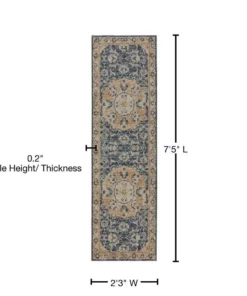 By Addison Rug Fergu Rug Navy 3 2 5 In. X Ft. 3 In. 7 Ft. Runner -RugHub Shop navy addison rugs area rugs hdfg3na2x7 76 1000