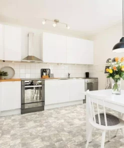 Trafficmaster Slate Flooring Sheet Stone Vinyl Cut To Length 12Ft. Wide X Residential Square Neutral -RugHub Shop neutral slate trafficmaster vinyl sheet flooring u6920 258c990p144 1d 1000