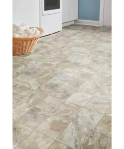 Trafficmaster Slate Flooring Sheet Stone Vinyl Cut To Length 12Ft. Wide X Residential Square Neutral -RugHub Shop neutral slate trafficmaster vinyl sheet flooring u6920 258c990p144 40 1000