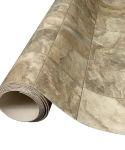 Trafficmaster Slate Flooring Sheet Stone Vinyl Cut To Length 12Ft. Wide X Residential Square Neutral -RugHub Shop neutral slate trafficmaster vinyl sheet flooring u6920 258c990p144 44 1000