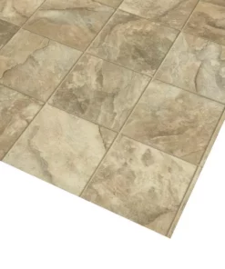 Trafficmaster Slate Flooring Sheet Stone Vinyl Cut To Length 12Ft. Wide X Residential Square Neutral -RugHub Shop neutral slate trafficmaster vinyl sheet flooring u6920 258c990p144 c3 1000