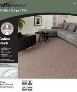 By Calico Trafficmaster Carpet Tile Rock 22.50 Sq. Ft. 18 In. (10 Tiles/Case) 18 X Peel And Stick Residential Brown -RugHub Shop oxford trafficmaster carpet tile ht003 763 1818 40 1000