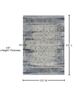 Benelli By Addison Rug Rug 5 Silver 5 Ft. X 3 In. Area 3 Ft. -RugHub Shop silver addison rugs area rugs hdbn5si3x5 76 1000