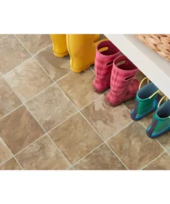 Pro Basic Trafficmaster Slate Flooring Sheet Stone Vinyl 12Ft. Wide X Cut To Length Refined Residential Neutral -RugHub Shop slate neutral trafficmaster vinyl sheet flooring c9770406k536g14 1d 1000