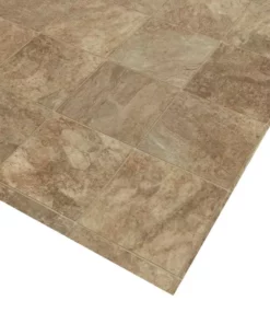 Pro Basic Trafficmaster Slate Flooring Sheet Stone Vinyl 12Ft. Wide X Cut To Length Refined Residential Neutral -RugHub Shop slate neutral trafficmaster vinyl sheet flooring c9770406k536g14 4f 1000