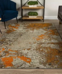 Bach By Addison Rug Rug Tangerine 5 Ft. 60 X 3 In. 1 In. 3 Ft. Area Abstract -RugHub Shop tangerine addison rugs area rugs hdbh60ta3x5 31 1000