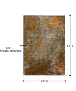 Bach By Addison Rug Rug Tangerine 5 Ft. 60 X 3 In. 1 In. 3 Ft. Area Abstract -RugHub Shop tangerine addison rugs area rugs hdbh60ta3x5 76 1000