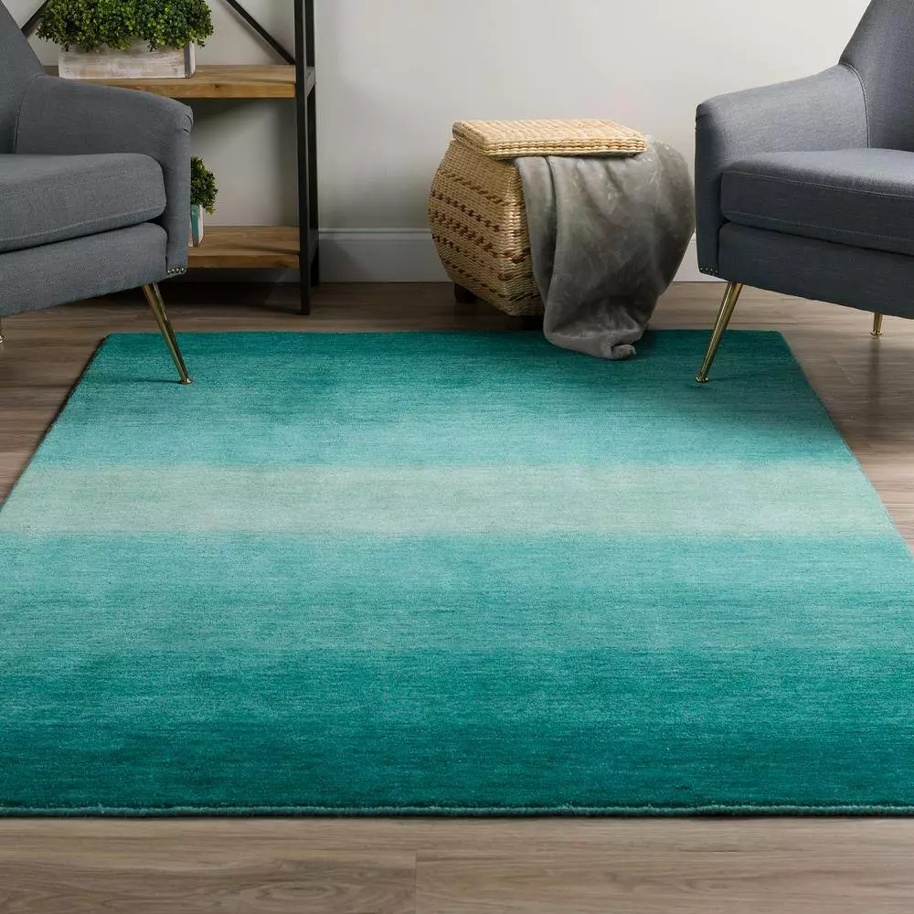 By Addison Dunes 1 Rug Ombre Wool 5'X7'3" Indoor Teal 9 By Addison Dunes 1 Rug Ombre Wool 5'X7'3" Indoor Teal - Image 7