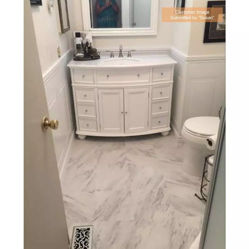 Trafficmaster Sheet Flooring Marble Vinyl Cut To Length 12Ft. Wide X Residential White 5 Trafficmaster Sheet Flooring Marble Vinyl Cut To Length 12Ft. Wide X Residential White - Image 3
